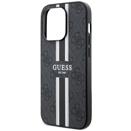 Etui Guess GUHMP14LP4RPSK na iPhone 14 Pro - czarne 4G Printed Stripes MagSafe