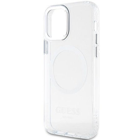 Etui Guess GUHMP12MHTRMS na iPhone 12 / iPhone 12 Pro - srebrne Metal Outline Magsafe