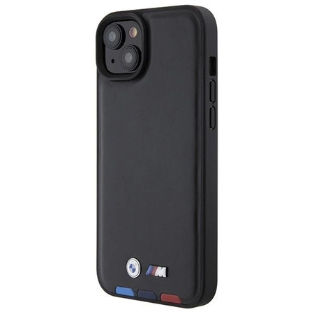 Etui BMW Leather Stamp Tricolor do iPhone 15 Plus - czarne