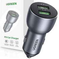 UGREEN ŁADOWARKA SAMOCHODOWA 2X USB 36W Q.CHARGE SCP/FCP/AFC SZARA