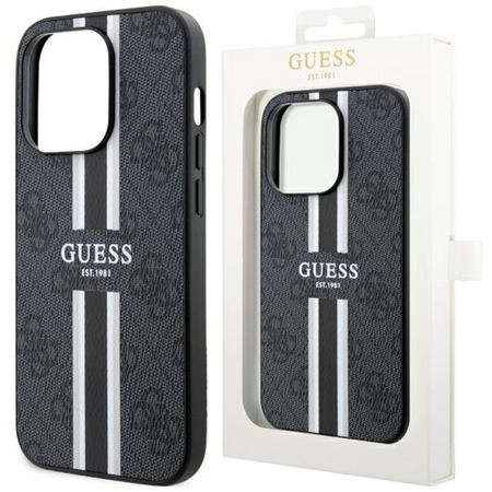 Etui Guess GUHMP14XP4RPSK na iPhone 14 Pro Max 6.7" - czarne 4G Printed Stripes MagSafe