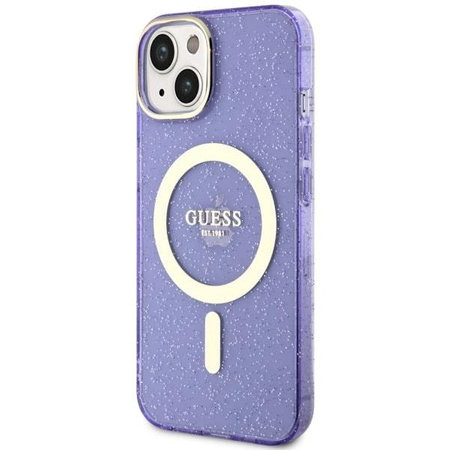 Etui Guess GUHMP14SHCMCGU na iPhone 14 purpurowy/purple hardcase Glitter Gold MagSafe