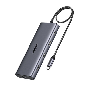Hub USB-C Ugreen CM639, 2x HDMI, 3x USB, USB-C, SD/TF, RJ45, PD 100W, 8K