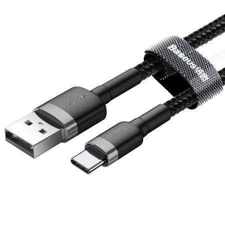 Baseus Cafule Cable wytrzymały nylonowy kabel przewód USB / USB-C QC3.0 3A 1M czarno-szary (CATKLF-BG1)