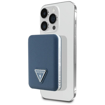 Powerbank indukcyjny Guess Grained       Triangle 5000mAh 15W USB-C MagSafe niebieski