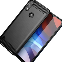 Carbon Case elastyczne etui pokrowiec Motorola Moto E7i Power czarny