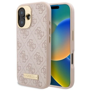 Guess GUHMP16SU4GPRP iPhone 16 6.1 różowy/pink hardcase 4G Logo Plate MagSafe