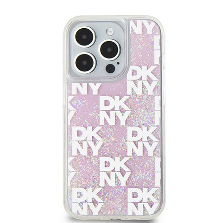 DKNY ETUI HARDCASE DO IPHONE 15 PRO 6.1 LIQUID GLITTER MULTILOGO