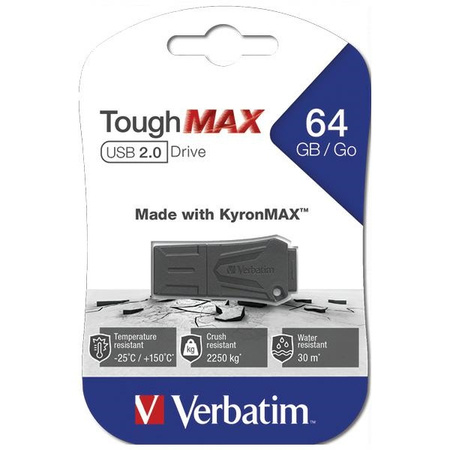 VERBATIM PENDRIVE 64GB USB-A 2.0 TOUGHMAX DO KOMPUTERÓW PC MAC WYSOKA