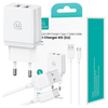 USAMS ŁADOWARKA 2xUSB-A + KABEL USB-C DO TELEFONÓW SZYBKIE ŁADOWANIE PD3.0
