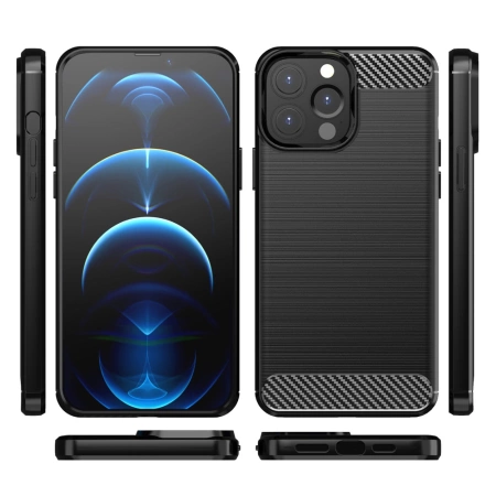 HURTEL POKROWIEC CARBON CASE ELASTYCZNE DO IPHONE 13 PRO MAX WYSOKA OCHRONA