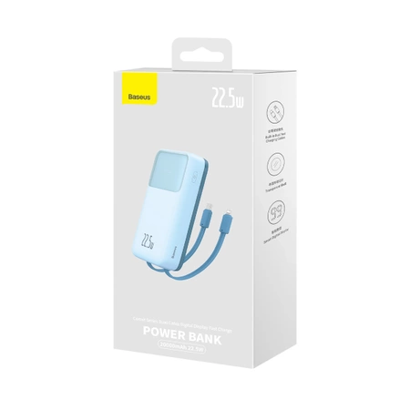 Powerbank Baseus Comet Series z wyświetlaczem 20000mAh 22.5W - niebieski + kabel USB-A / USB-C