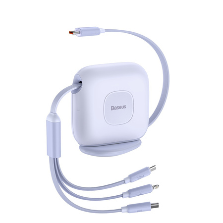 Baseus Traction Series zwijany kabel 3 w 1 USB Typ C - micro USB / USB Typ C / Lightning Power Delivery 100W 1,7m fioletowy (CAQY000005)
