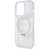 Etui Guess Ring Stand Script Glitter MagSafe na iPhone 15 Pro - przezroczyste