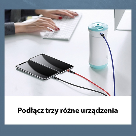 USAMS KABEL PLECIONY 3W1 DO LIGHTNING MICROUSB USB-C 0.35M SZYBKA ŁADOWARKA