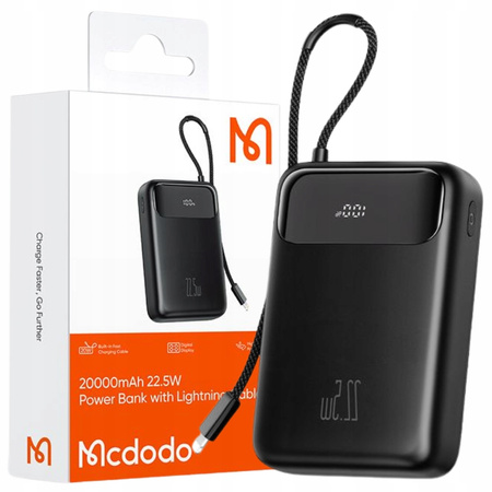 MCDODO POWERBANK 20000MAH WITH DISPLAY USB USB-C 22.5W + LIGHTNING CABLE