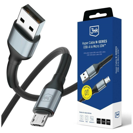 Kabel 3MK Hyper Cable N-SERIES USB-A do  MicroUSB QC 3.0 5V/2A 10W czarny