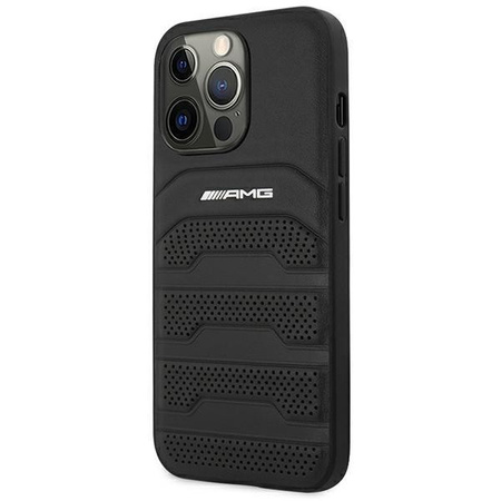 AMG AMHCP14XGSEBK iPhone 14 Pro Max 6,7" czarny/black hardcase Leather Debossed Lines