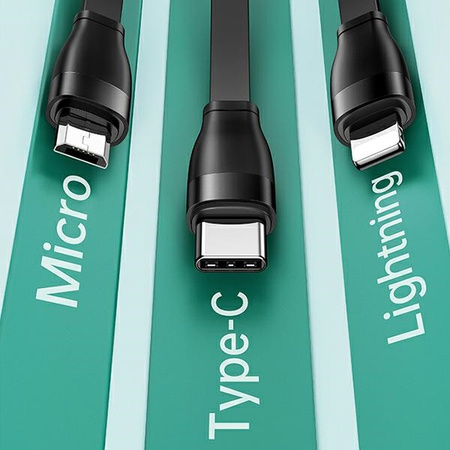 USAMS KABEL 3W1 DO LIGHTNING MICROUSB USB-C DO TELEFONÓW SZYBKIE ŁADOWANIE