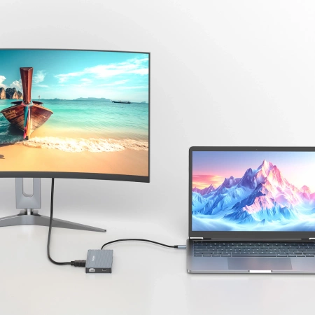 WOZINSKY HUB USB-C 14 W 1 DO KOMPUTERA 3 MONITORY ALUMINIOWY Z KABLEM 15