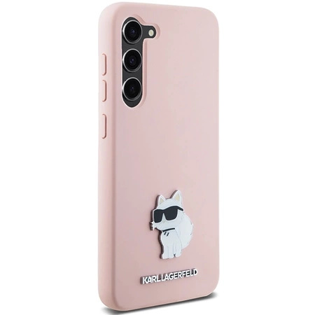 Etui Karl Lagerfeld Silicone Choupette Metal Pin na Samsung Galaxy S23 - różowe