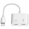 Przejściówka do telefonu Co2, kabel adapter złącze 2x do iPhone, Słuchawki + ładowanie, biała
