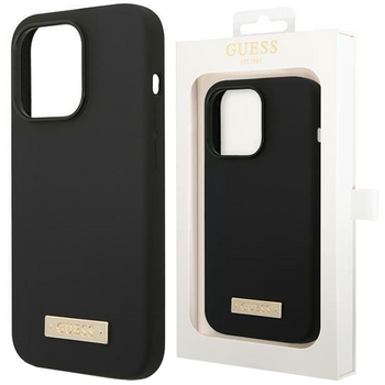 Guess GUHMP14XSBPLK iPhone 14 Pro Max 6,7" czarny/black hard case Silicone Logo Plate MagSafe
