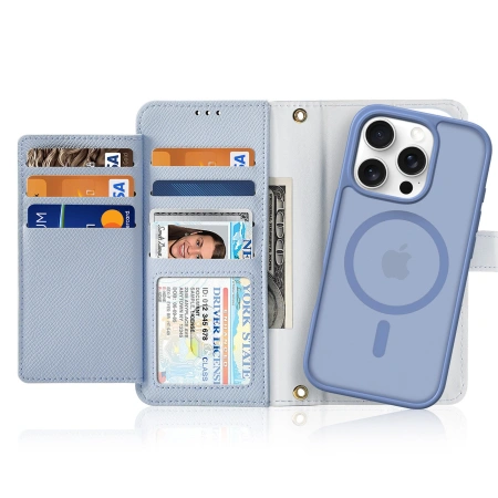 DUX DUCIS ETUI DO IPHONE 16 PRO Z PORTFELEM MAGNETYCZNYM I SKÓRZANĄ OKŁADKĄ