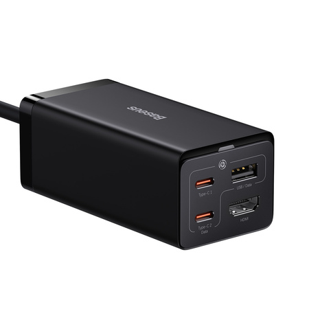 Baseus szybka ładowarka sieciowa GaN5 Pro HUB HDMI 2 x USB-C / USB-A / HDMI 4K 30Hz 1,5m czarna + kabel USB-C - USB-C 100W 40Gb/s (USB4) 1m (CCGP110201)