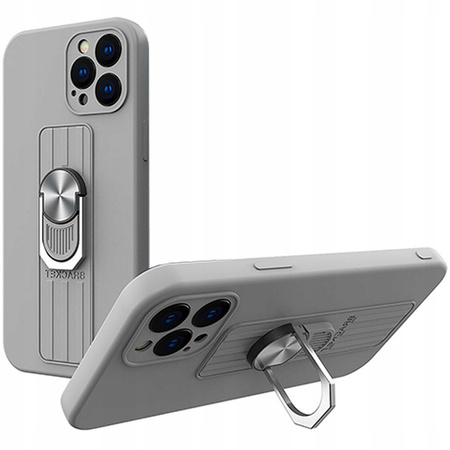 Ring Case silikonowe etui z uchwytem na palec i podstawką do iPhone 13 mini srebrny