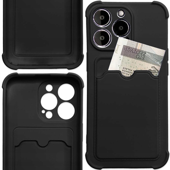 Card Armor Case etui pokrowiec do Samsung Galaxy A22 4G portfel na kartę silikonowe pancerne etui Air Bag czarny