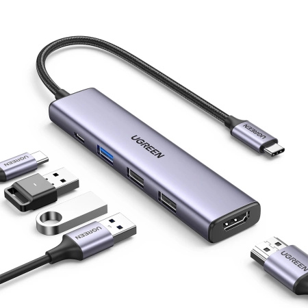 UGREEN ADAPTER HUB USB-C DO HDMI USB-A 3.0 2X USB-A 2.0 PD DO LAPTOP MAC