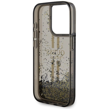 Etui Guess Liquid Glitter Gold Stripes na iPhone 15 Pro - czarne