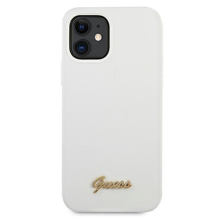 Guess GUHCP12SLSLMGWH iPhone 12 mini 5,4" biały/white hardcase Metal Logo Script