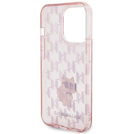 Etui Karl Lagerfeld Monogram Choupette na iPhone 15 Pro Max - różowe