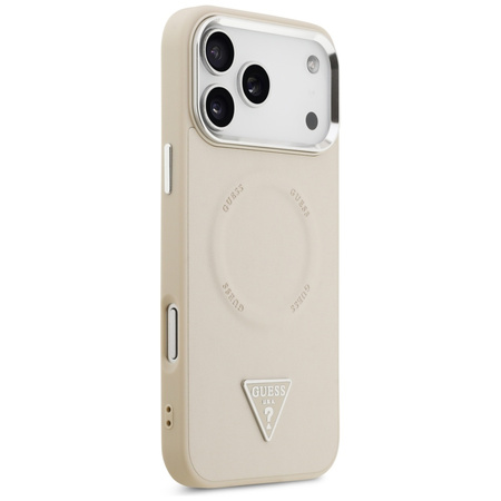 Etui Guess Triangle Logo MagSafe do      iPhone 17 Pro beżowy