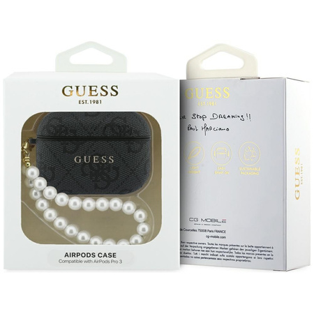 Etui Guess 4G Pearl Strap do AirPods Pro 3 czarny