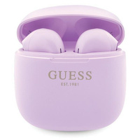 Słuchawki Bluetooth Guess GUTWST26PSU TWS + stacja dokująca - fioletowe Classic EST Logo