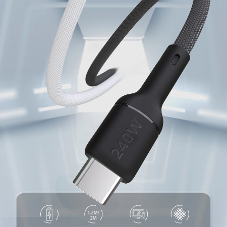 DUDAO KABEL USB-C 240W PD DO TELEFONÓW 2M SZYBKIE ŁADOWANIE I PRZESYŁANIE
