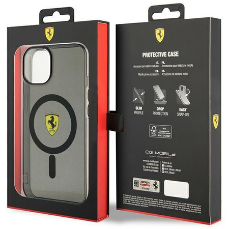 Etui Ferrari FEHMP14MURKK na iPhone 14 Plus - czarne Translucent Magsafe