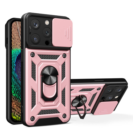 Hybrid Armor Camshield etui iPhone 14 Pro pancerny pokrowiec z osłoną na aparat różowe