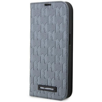 Etui Karl Lagerfeld Saffiano Monogram KLBKP14LSAKLHPG na iPhone 14 Pro - srebrne