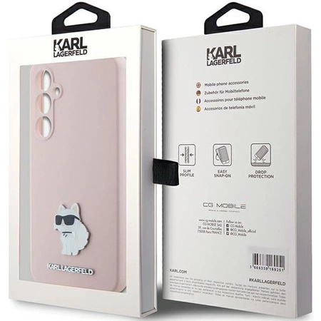 Etui Karl Lagerfeld Silicone Choupette Metal Pin na Samsung Galaxy S23 FE - różowe
