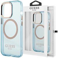 Guess GUHMP13MHTCMB iPhone 13 6,1" niebieski/blue hard case Gold Outline Translucent MagSafe