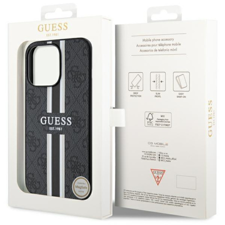 Etui Guess 4G Printed Stripes MagSafe GUHMP13LP4RPSK na iPhone 13 Pro / na iPhone 13 - czarne