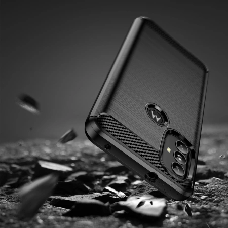 Carbon Case elastyczne etui pokrowiec Motorola Moto G Power 2022 czarny