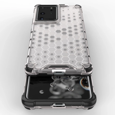 HURTEL ETUI PANCERNE DO SAMSUNG GALAXY S22 ULTRA HONEYCOMB Z ŻELOWĄ RAMKĄ