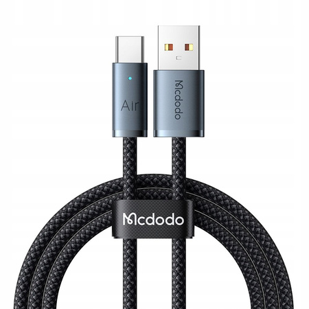 MCDODO KABEL USB-A USB-C SZYBKIE ŁADOWANIE USB TYP C 6A 100W 2M LED CZARNY