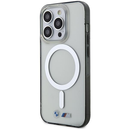 Etui BMW BMHMP14LHCRS na iPhone 14 Pro - przezroczyste hardcase Silver Ring MagSafe