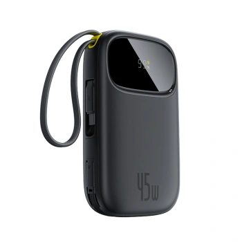 Powerbank Baseus EnerFill FC31 20000mAh 45W z wyświetlaczem z kablami USB-C i Lightning - czarny